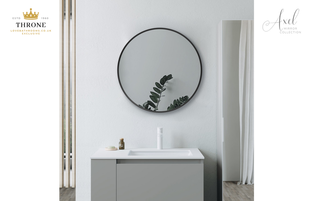 Throne - Axel - 600mm Round Bathroom Mirror - Matt Black