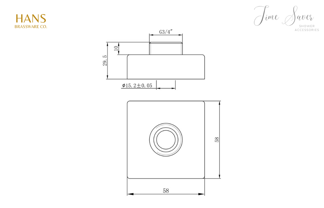 Hans Brassware Co. - Time Saver - Exposed Shower Valve Fast Fitting Kit Square - Pair