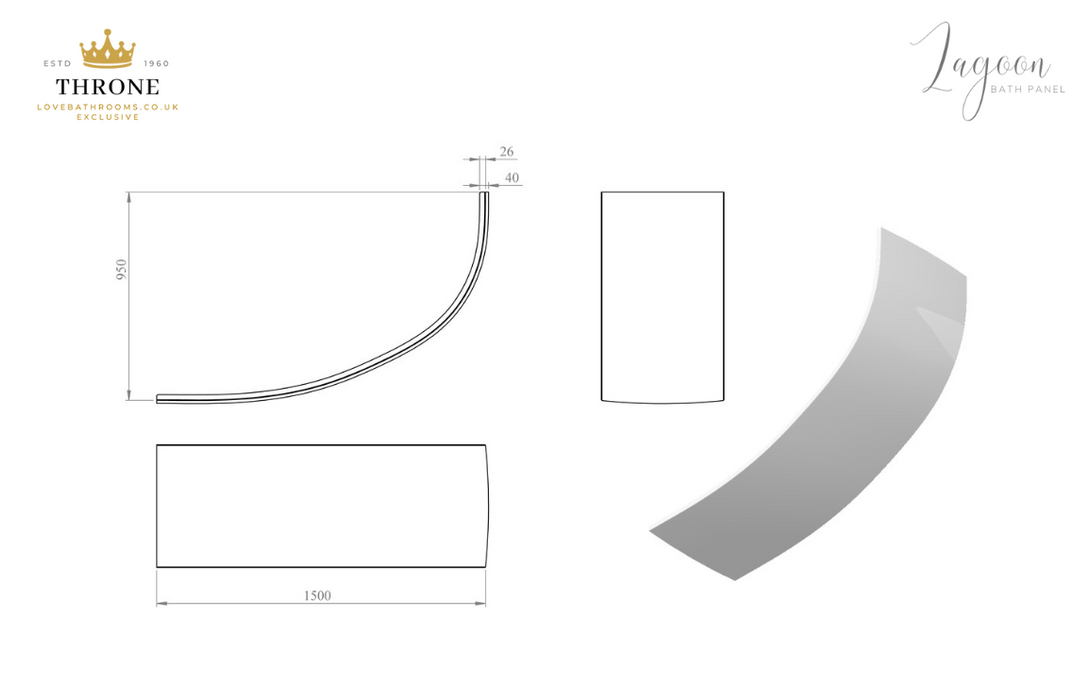 Throne - Lagoon - Offset Corner Bath Panel