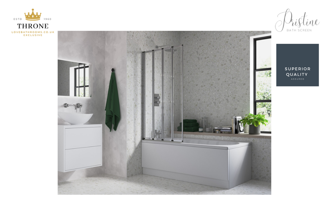 Throne - Pristine - Framed Four Fold Bath Screen