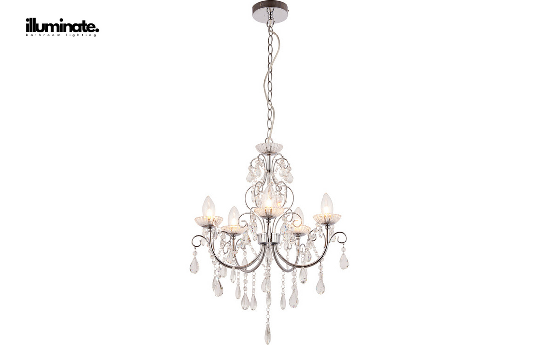 Illuminate - Rubric - 5 Arm Chandelier Ceiling Light - Chrome