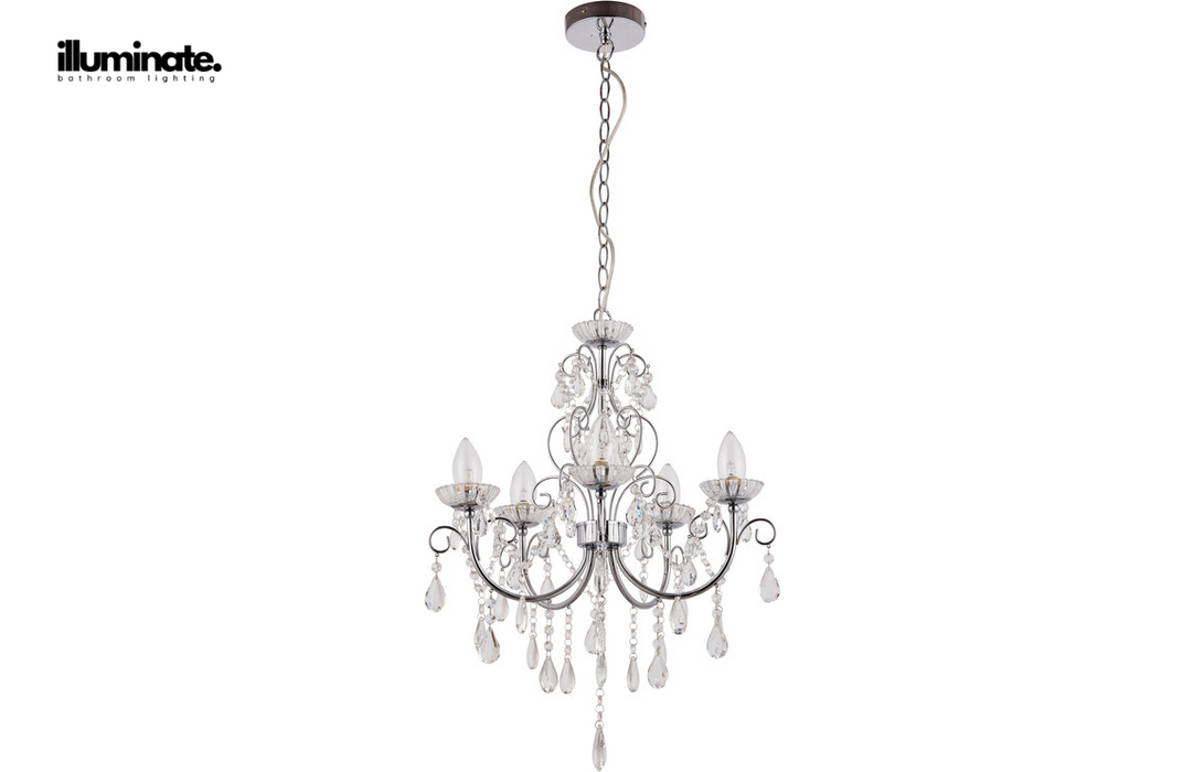 Illuminate - Rubric - 5 Arm Chandelier Ceiling Light - Chrome