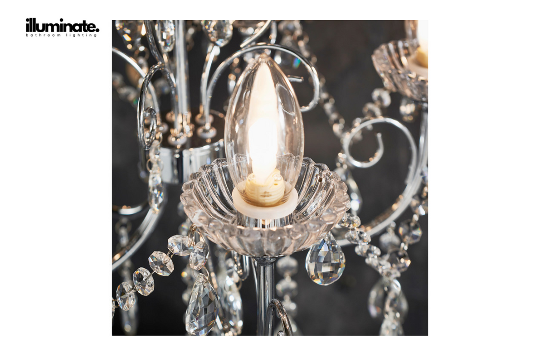 Illuminate - Rubric - 5 Arm Chandelier Ceiling Light - Chrome