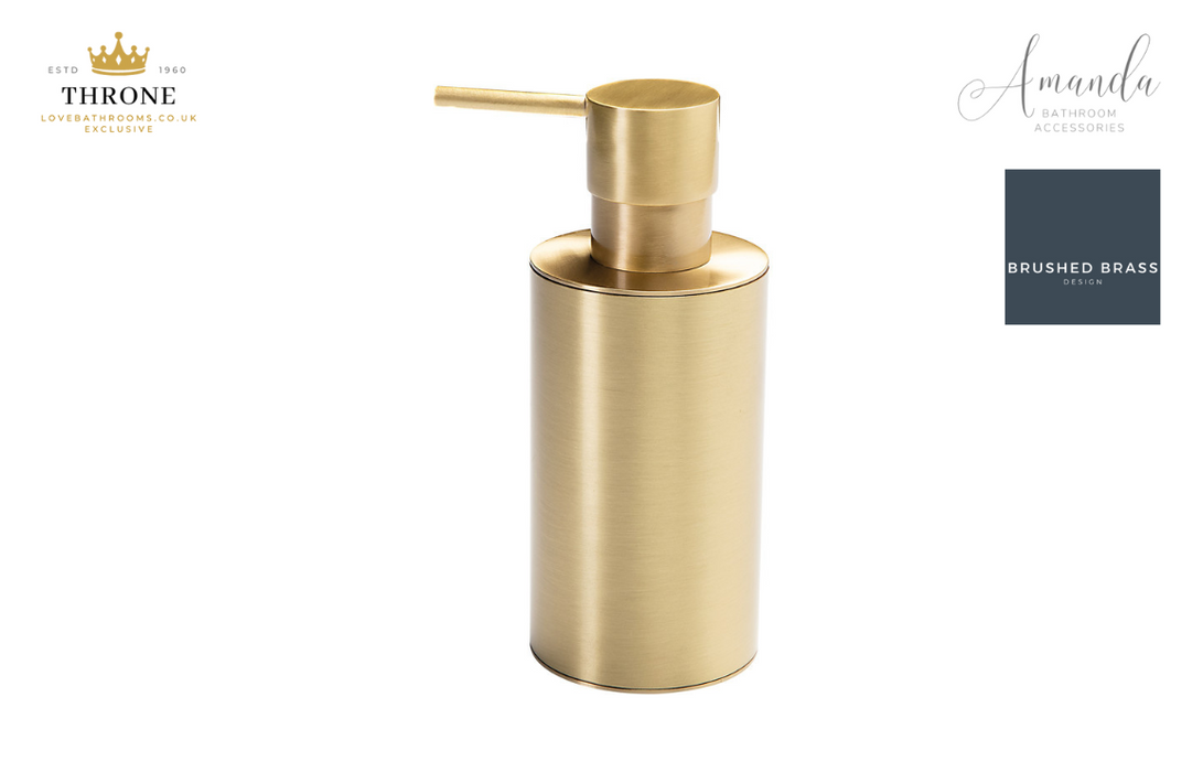 Throne - Amanda - Wall Mounted Soap Dispenser - Brushed Brass Bathroom Accessory