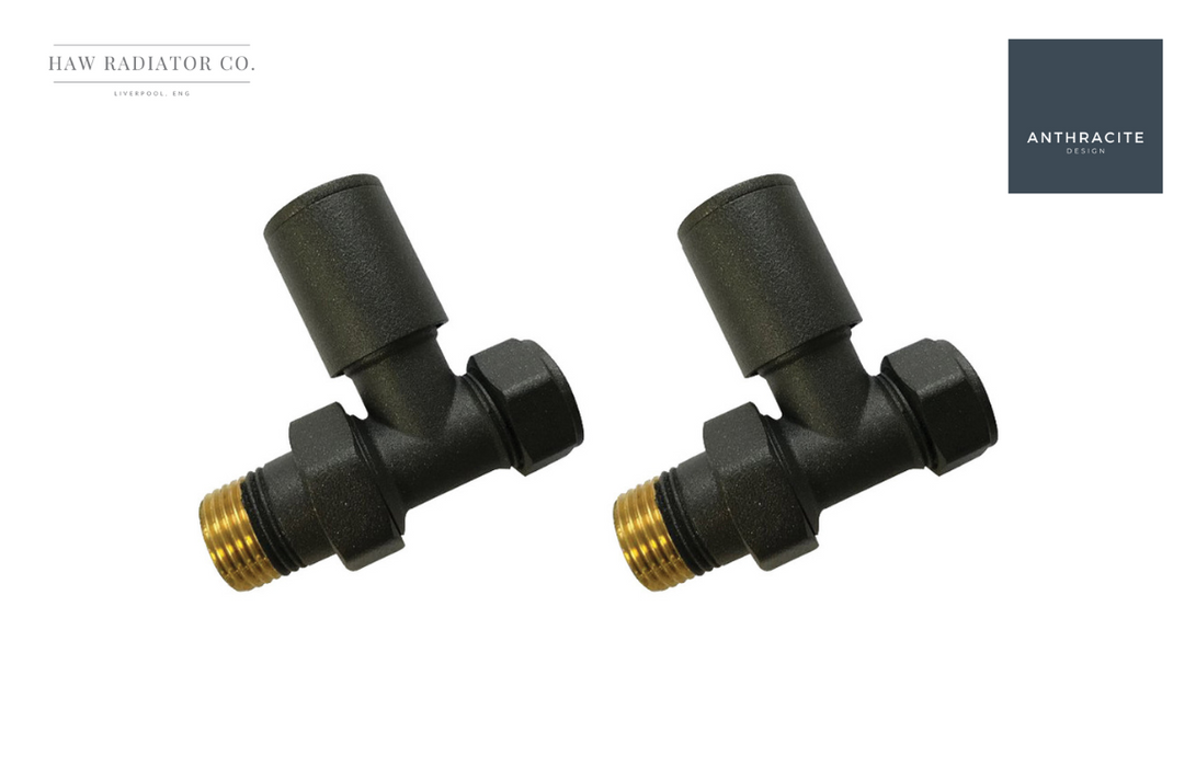 HAW Rad Co. - Heavy Pattern Anthracite Radiator Valves - Straight