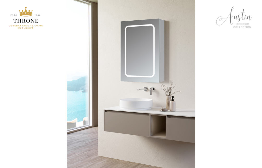 Throne - Austin - 500mm 1 Door Front-Lit LED Bathroom Mirror Cabinet