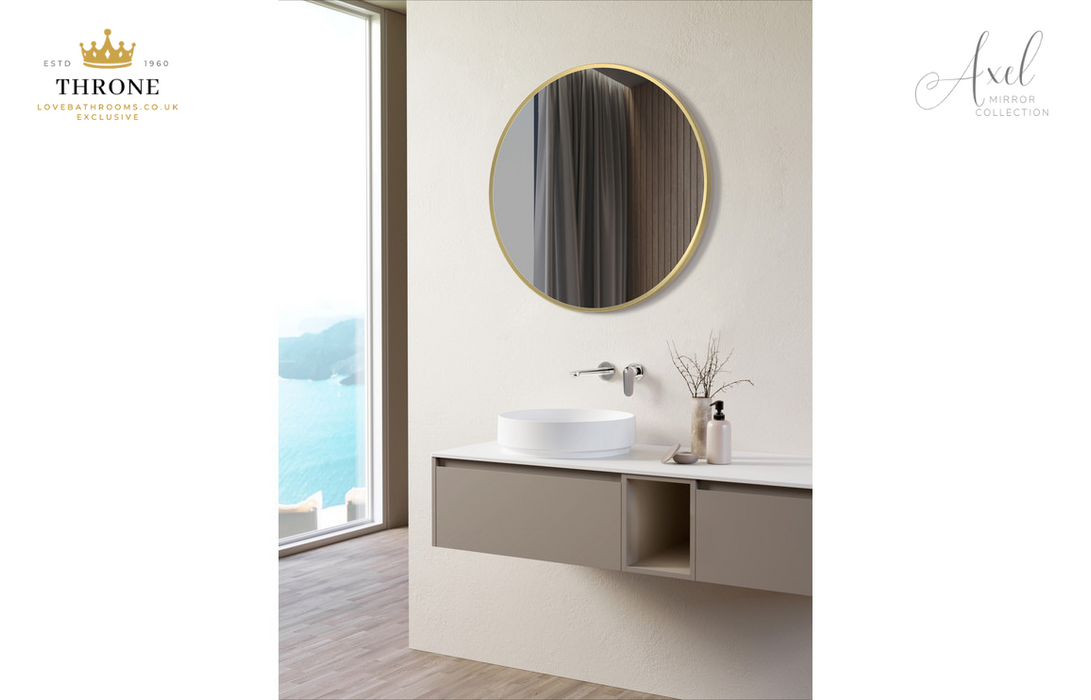 Throne - Axel - 500mm Round Bathroom Mirror - Brushed Brass