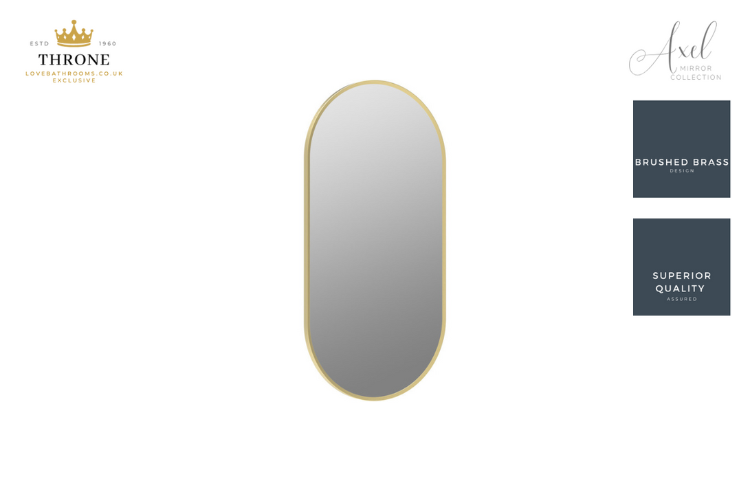 Throne - Axel - 800x400mm Oblong Bathroom Mirror - Brushed Brass