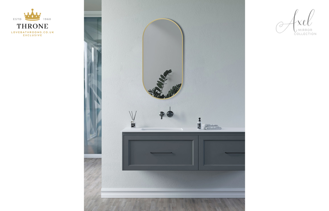 Throne - Axel - 800x400mm Oblong Bathroom Mirror - Brushed Brass