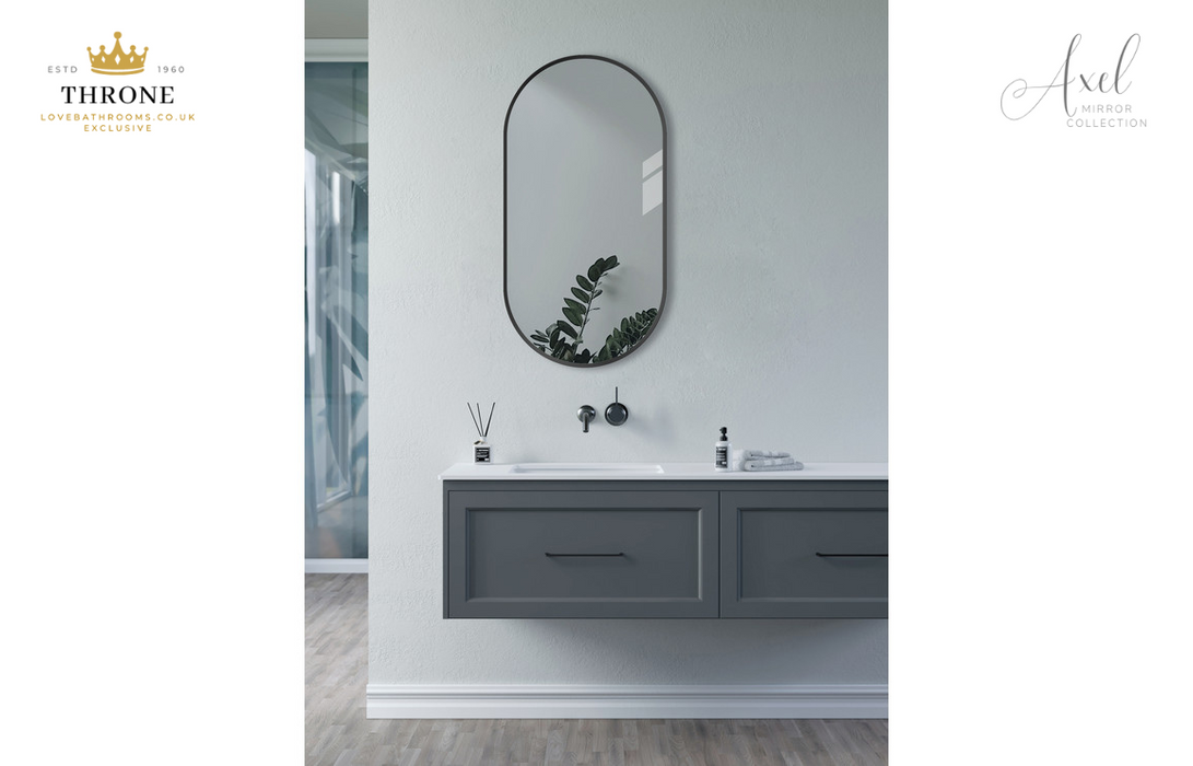 Throne - Axel - 800x400mm Oblong Bathroom Mirror - Matt Black