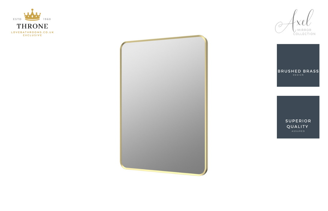 Throne - Axel - 600x800mm Rectangle Bathroom Mirror - Brushed Brass