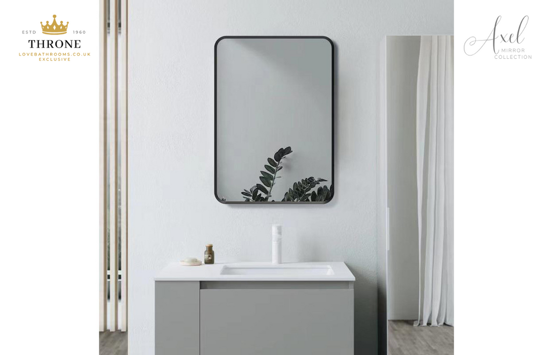 Throne - Axel - 600x800mm Rectangle Bathroom Mirror - Matt Black