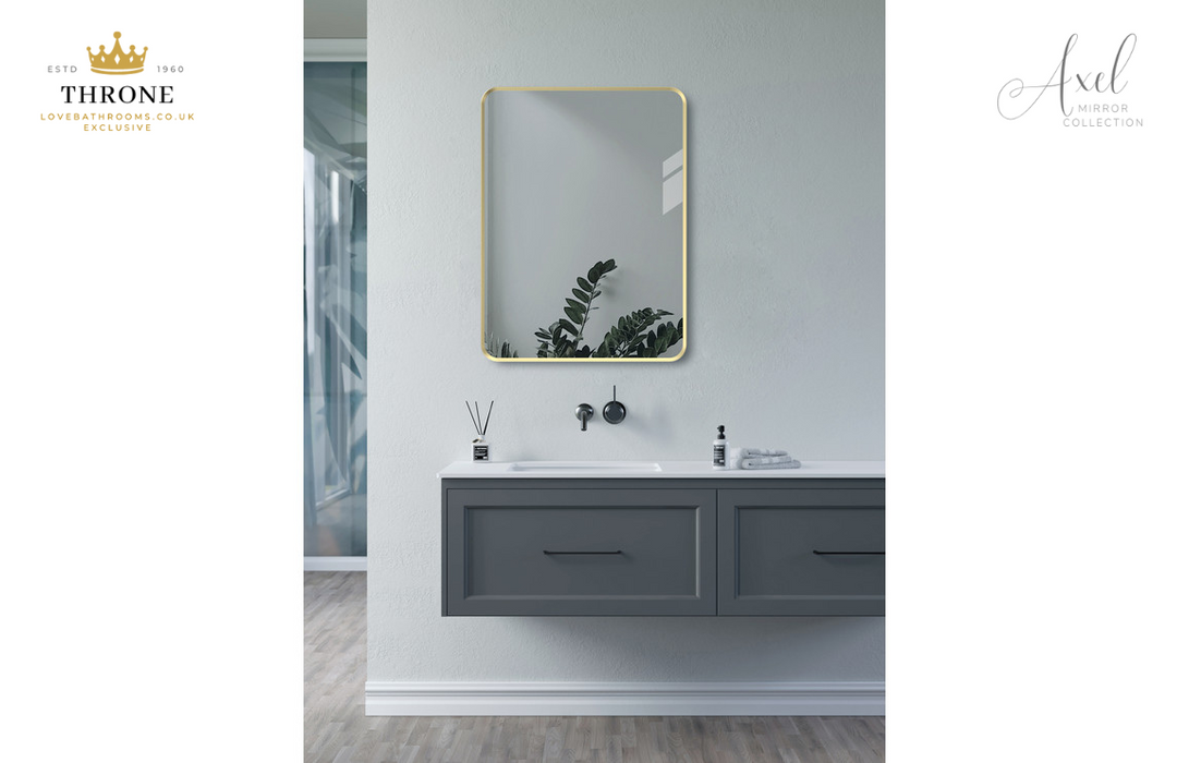 Throne - Axel - 600x800mm Rectangle Bathroom Mirror - Brushed Brass