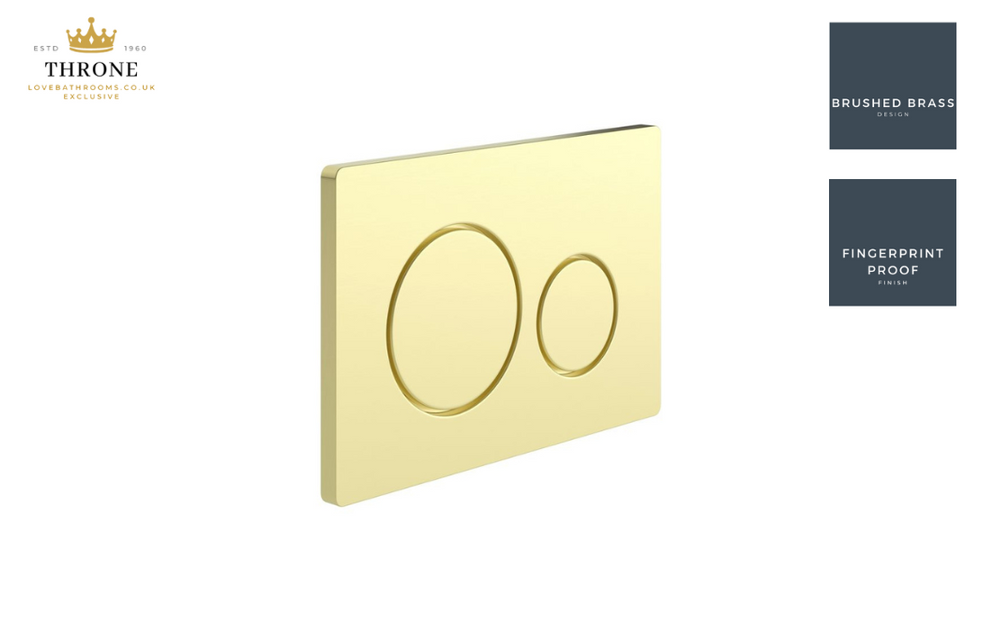 Throne - Round Button Dual Flush Plate - Brushed Brass