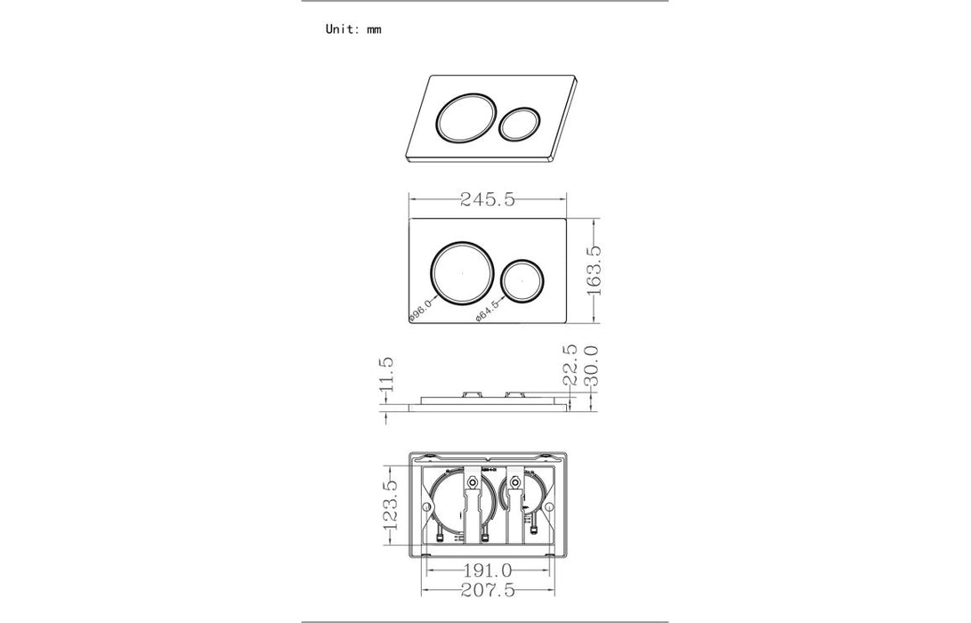 Throne - Round Button Dual Flush Plate - White