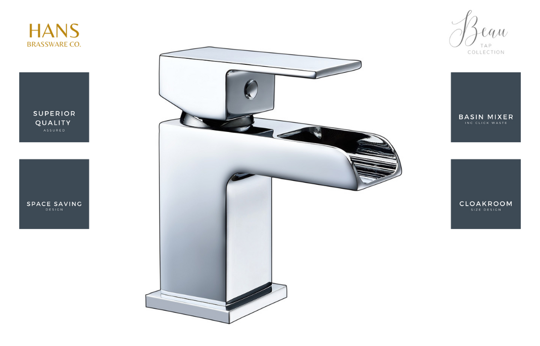 Hans Brassware Co. - Beau - Cloakroom Basin Mixer Bathroom Tap & Click Clack Waste - Chrome