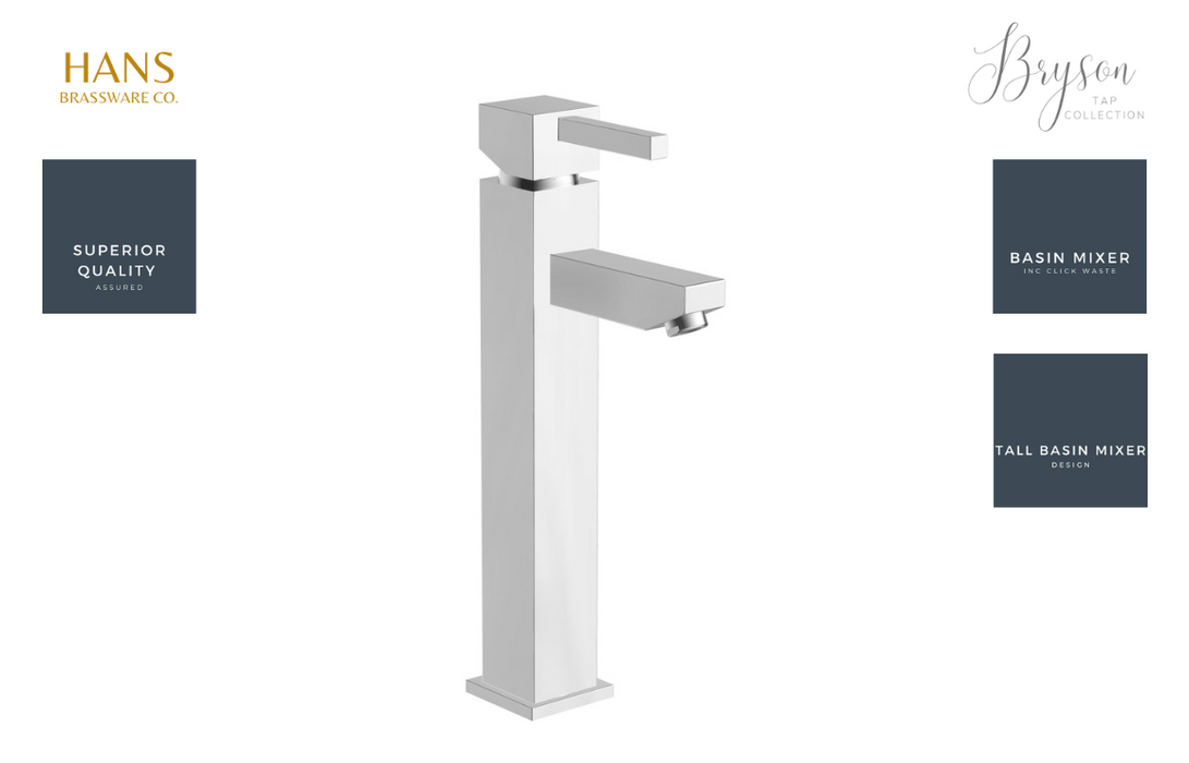 Hans Brassware Co. - Bryson - Mono Tall Basin Bathroom Tap - Chrome