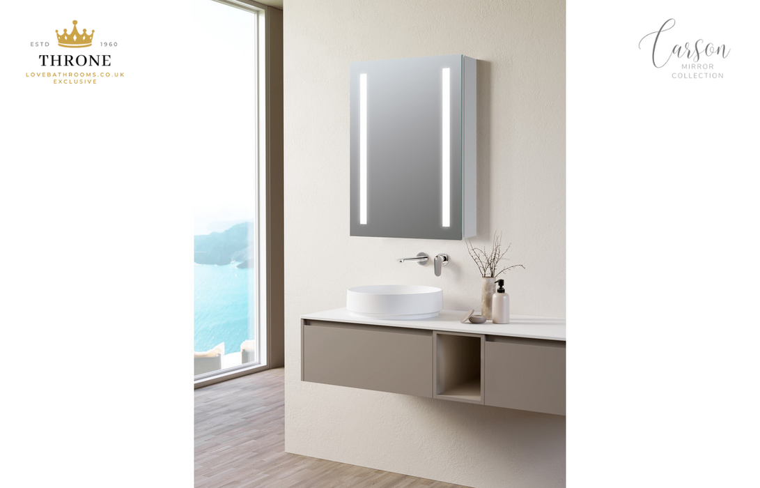 Throne - Carson - 500mm 1 Door Front-Lit LED Bathroom Mirror Cabinet