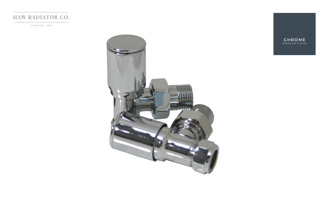 HAW Rad Co. - Heavy Pattern Chrome Radiator Valves - Angled