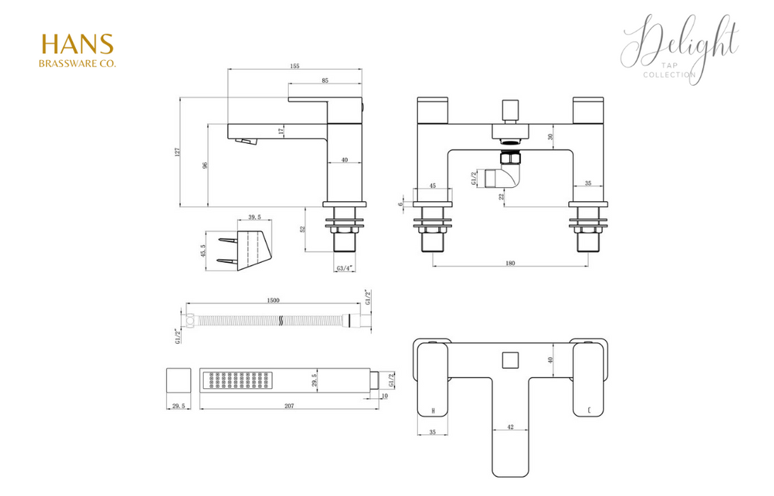 Hans Brassware Co. - Delight - Bath Shower Mixer Bathroom Tap - Chrome