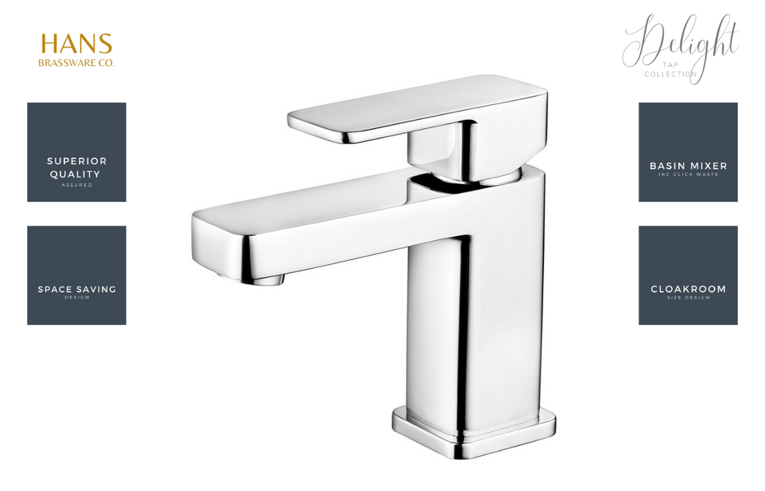 Hans Brassware Co. - Delight - Cloakroom Basin Mixer Bathroom Tap & Click Clack Waste - Chrome