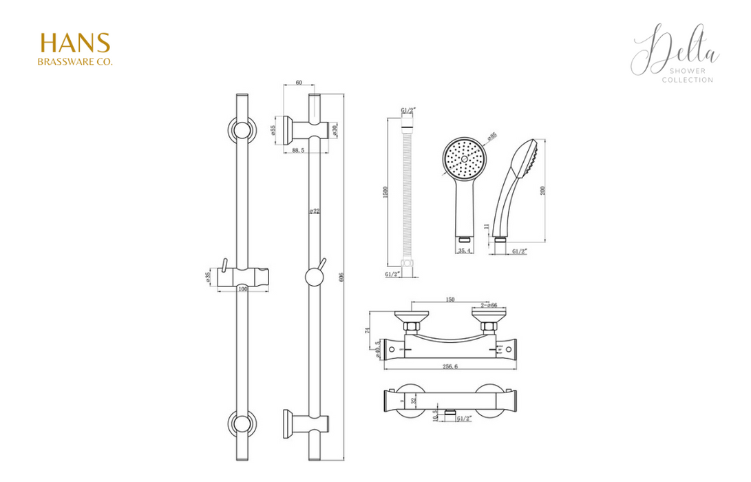 Hans Brassware Co. - Delta - Thermostatic Bar Valve Mixer Shower