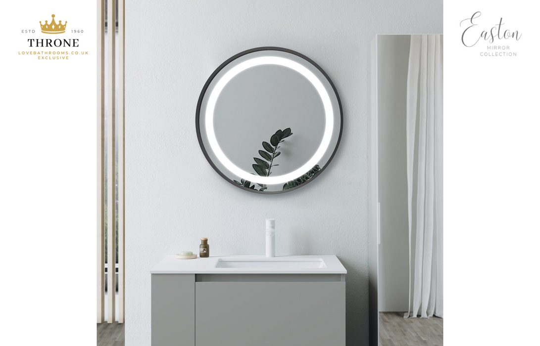 Throne - Easton - 600mm Round Front-Lit LED Bathroom Mirror - Matt Black