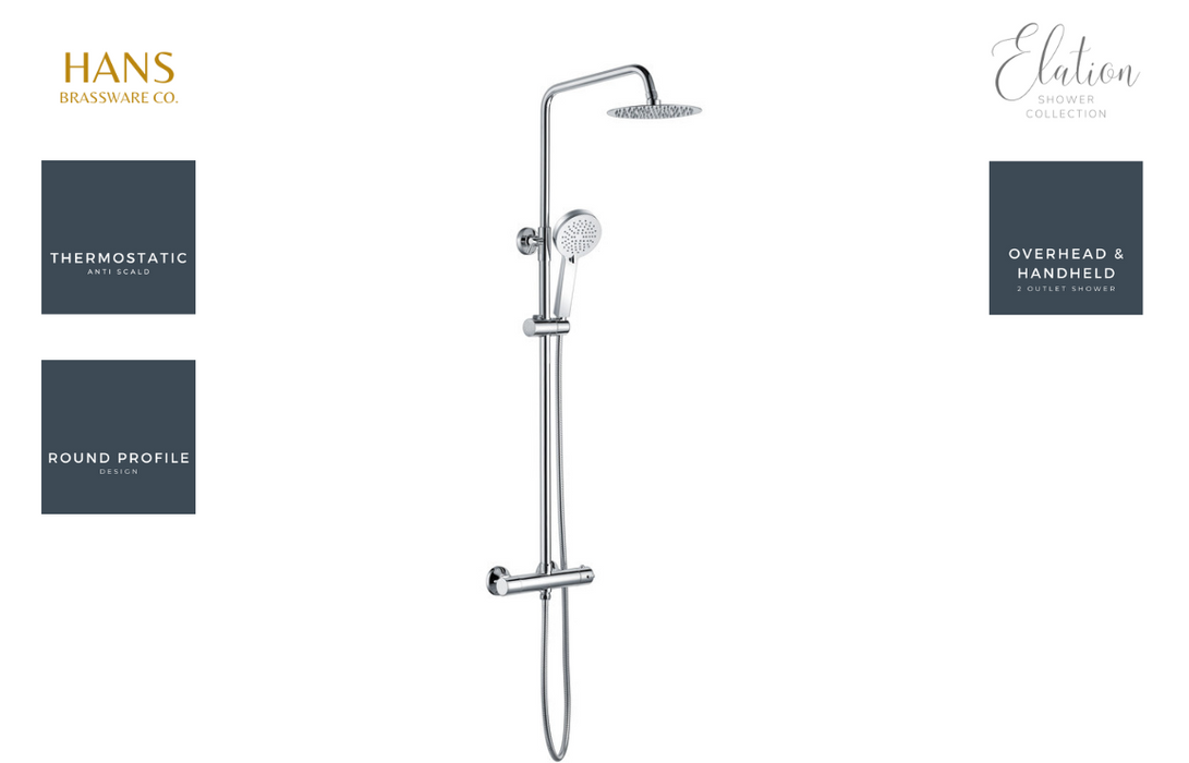 Hans Brassware Co. - Elation - Thermostatic Twin Head Bar Valve Mixer Shower