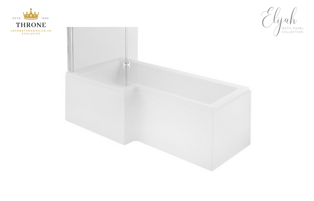 Throne - Elijah - L Shape Shower Bath - 1700mm Front Panel - White