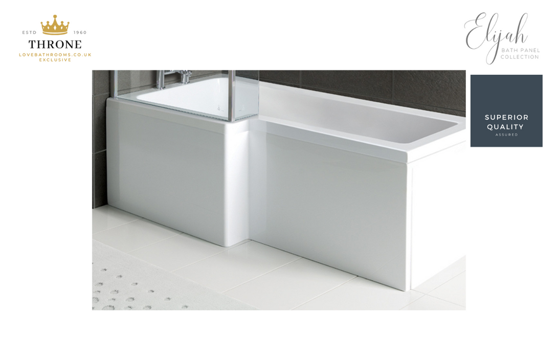 Throne - Elijah - L Shape Shower Bath - 1700mm Front Panel - White