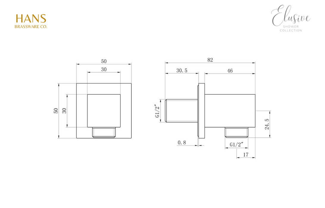 Hans Brassware Co. - Elusive Shower Pack One - Twin Control Single Outlet Shower Valve Kit Square - w/Riser Kit