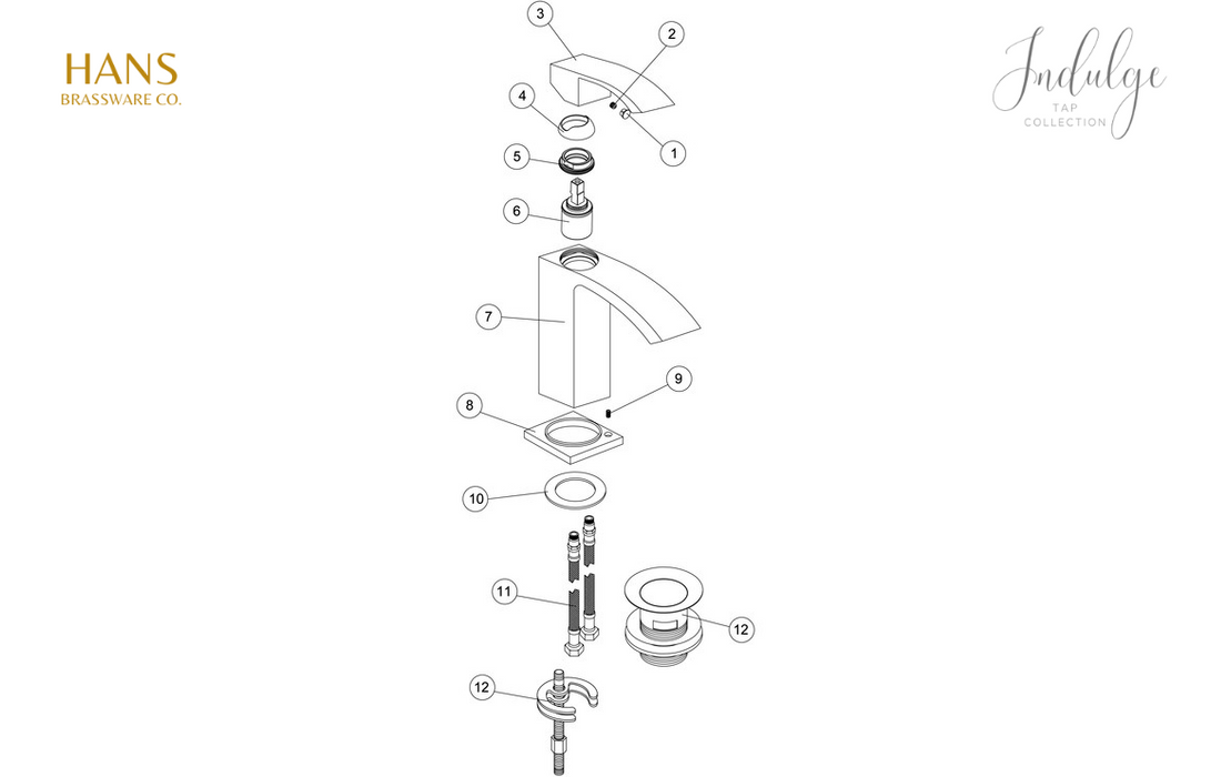 Hans Brassware Co. - Endulge - Cloakroom Basin Mixer Bathroom Tap & Click Clack Waste - Chrome