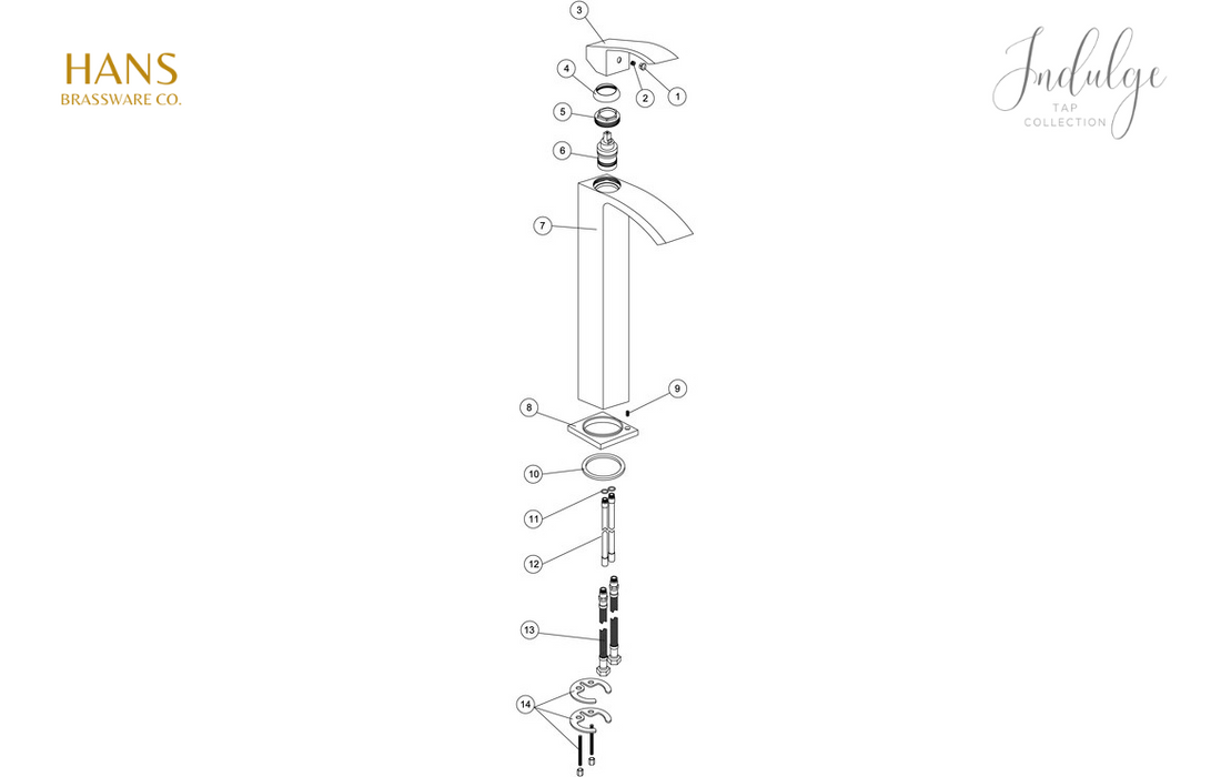 Hans Brassware Co. - Endulge - Mono Tall Basin Bathroom Tap - Chrome