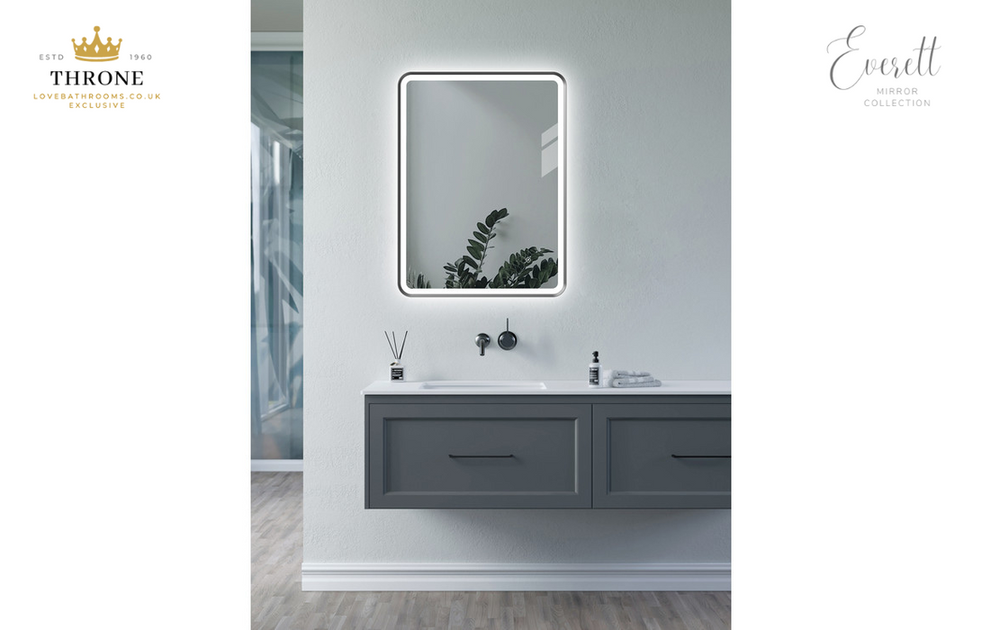 Throne - Everett - 600mm Rectangle Front-Lit LED Bathroom Mirror - Matt Black