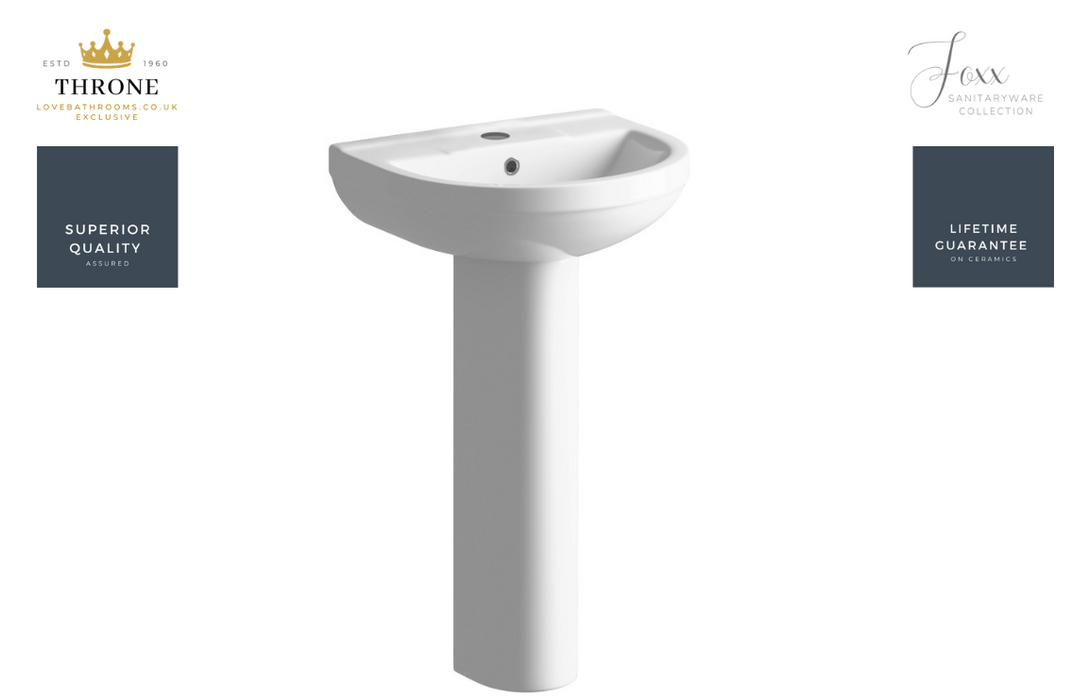 Throne - Foxx - 500x390mm 1TH Basin & Full Pedestal