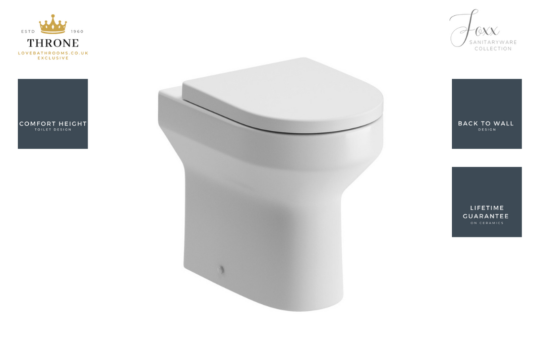 Throne - Foxx - Rimless Back To Wall Comfort Height WC & Soft Close Seat