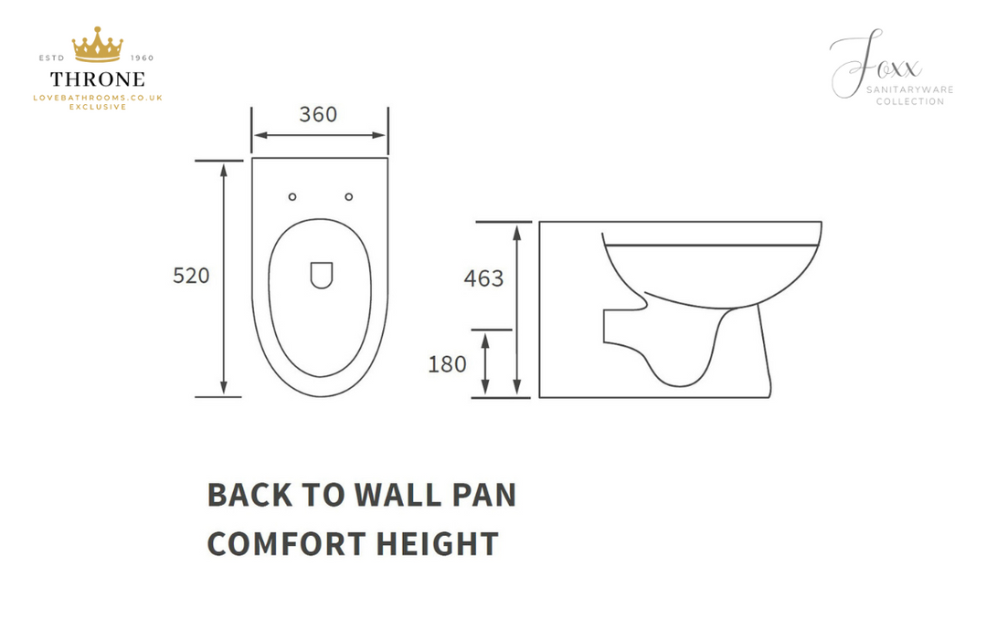 Throne - Foxx - Rimless Back To Wall Comfort Height WC & Soft Close Seat