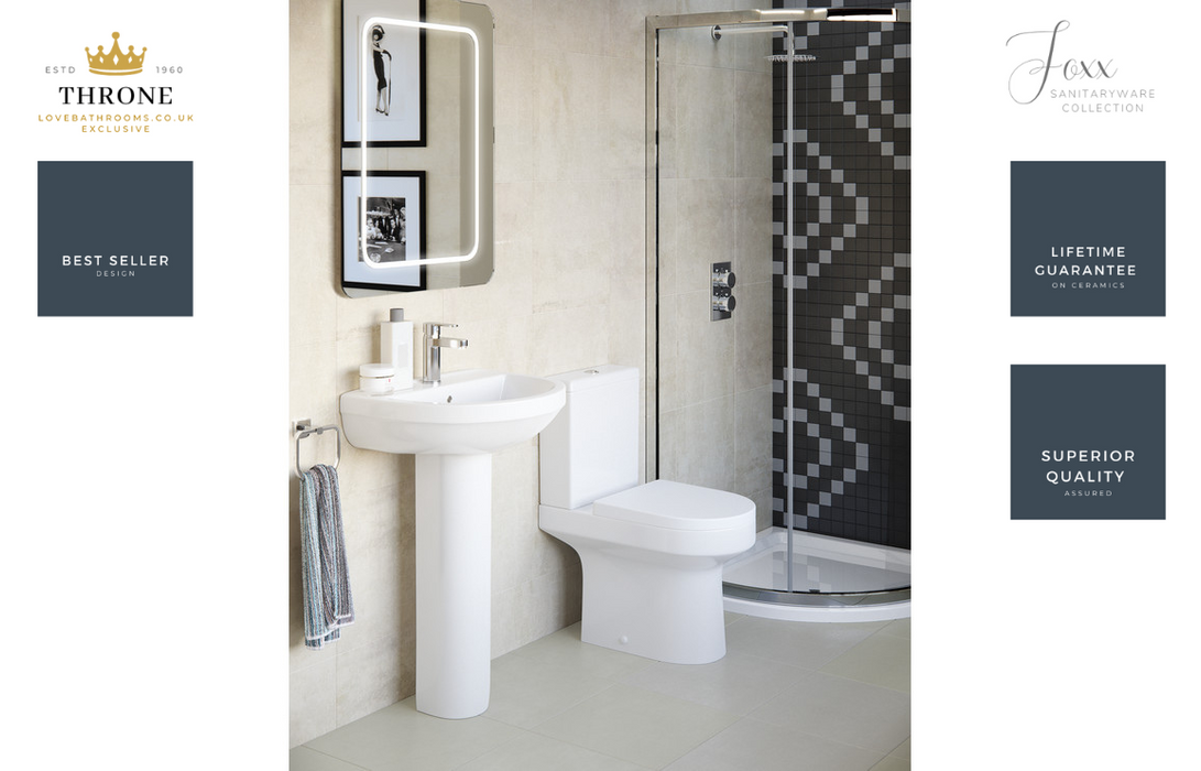 Throne - Foxx - 500x390mm 1TH Basin & Full Pedestal