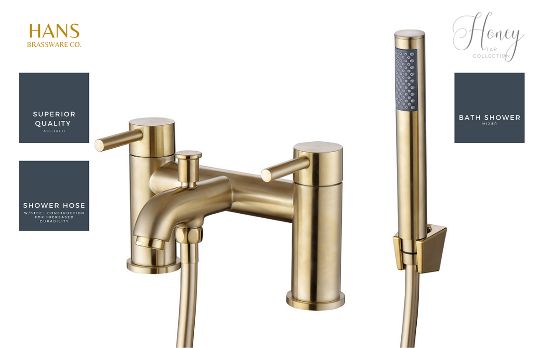 Hans Brassware Co. - Honey - Bath Shower Mixer Bathroom Tap - Brushed Brass