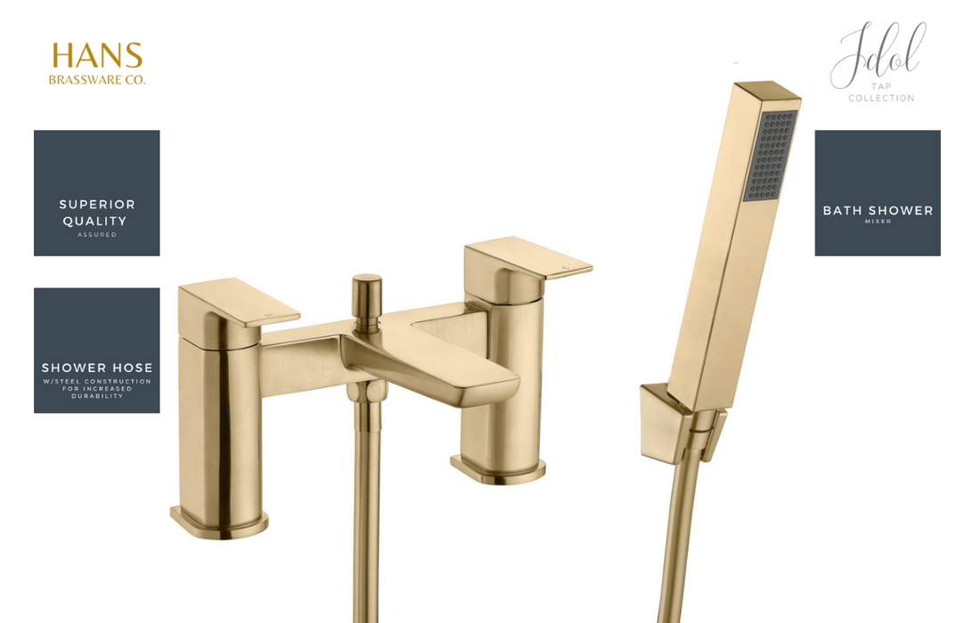 Jakarta Bathroom Suite with Bath Shower Mixer - Brushed Brass