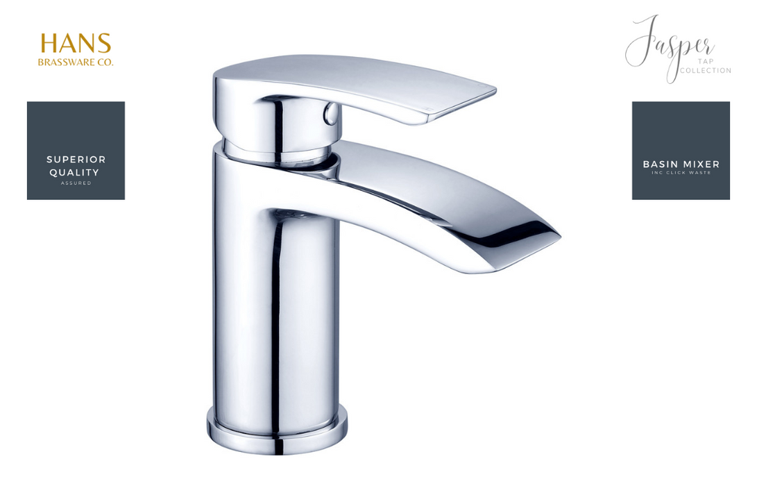 Hans Brassware Co. - Jasper - Mono Basin Mixer Bathroom Tap & Click Clack Waste - Chrome