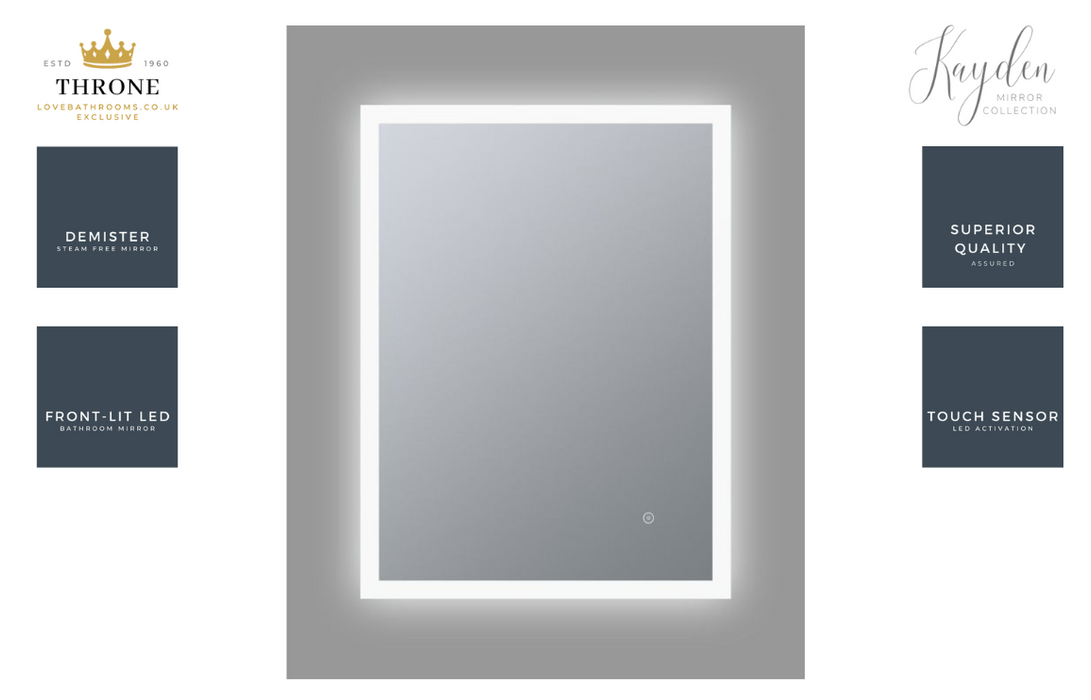 Throne - Kayden - 600x800mm Rectangle Surround-Lit LED Bathroom Mirror