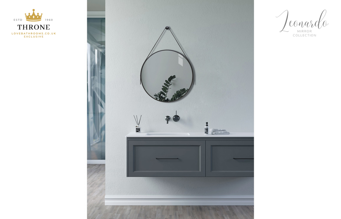 Throne - Leonardo - 600mm Round Bathroom Mirror - Matt Black