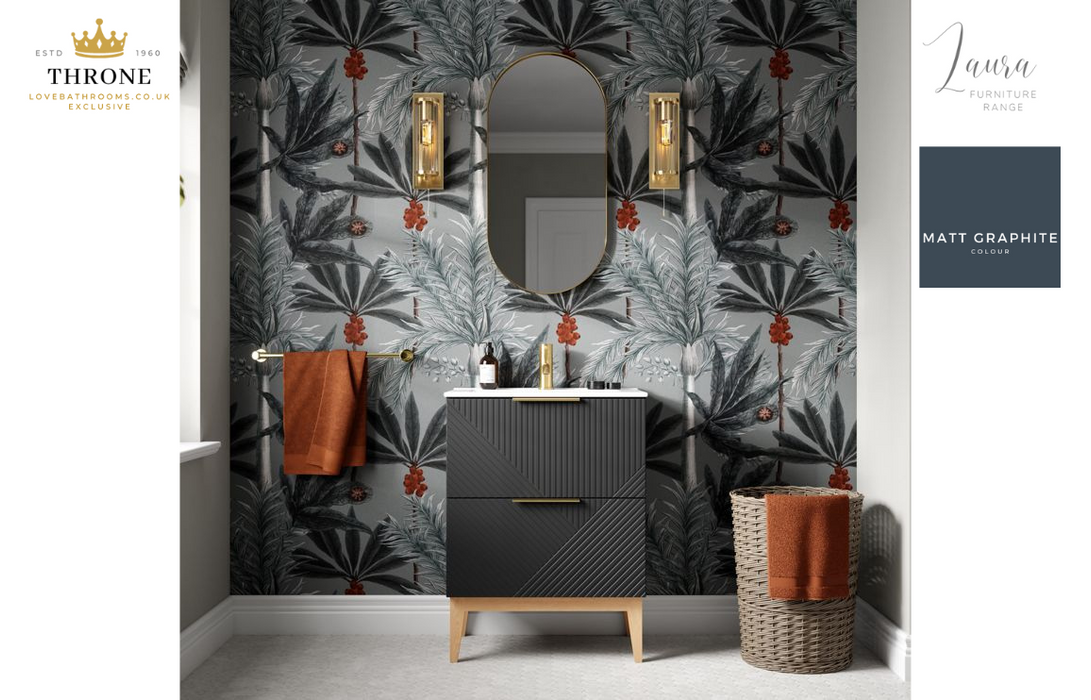 Throne - Laura - 350mm Wall Hung 1 Door Tall Unit - Matt Graphite