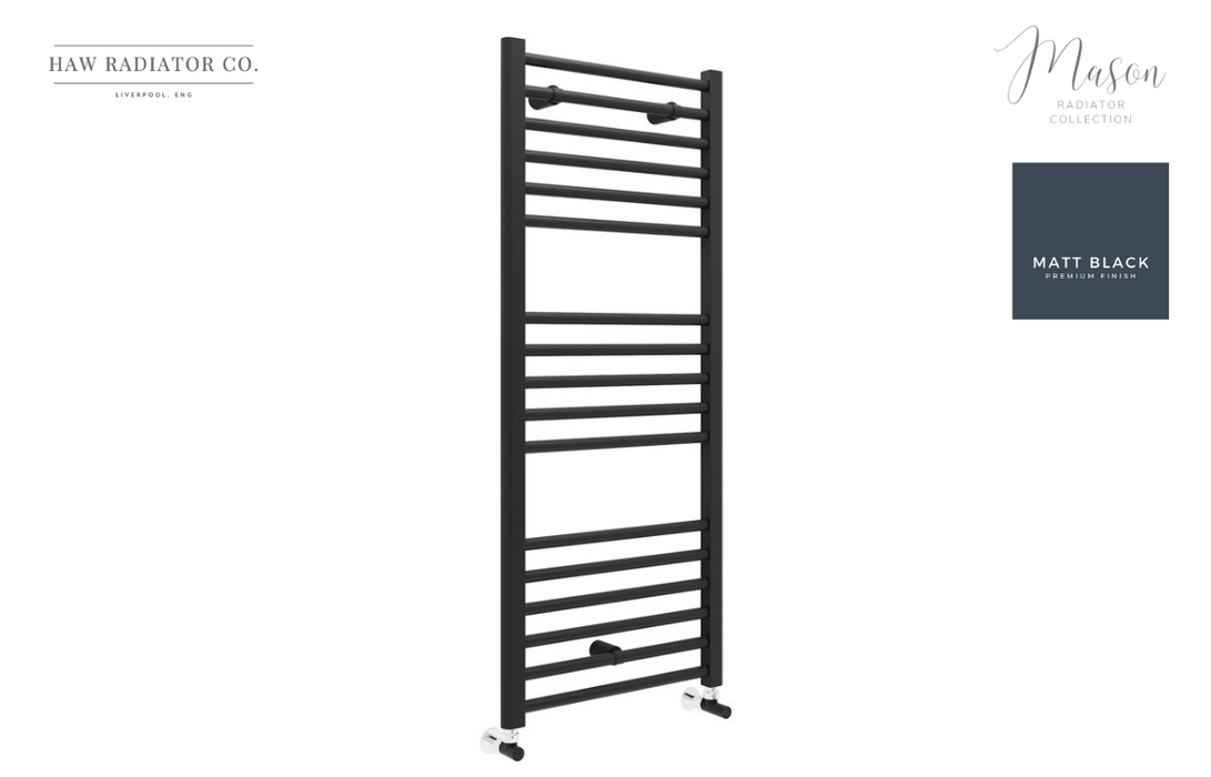 HAW Rad Co. - Mason - Straight Ladder Radiator - 500x1200mm - Matt Black