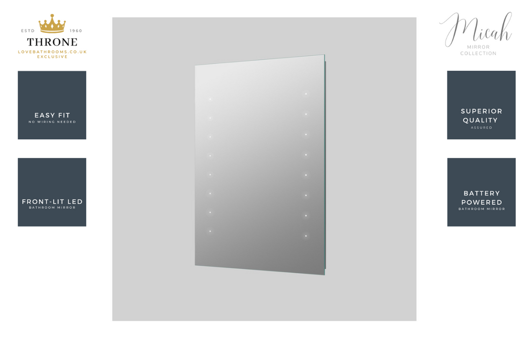 Throne - Micah - 400x600mm - Rectangle Battery Operated LED Bathroom Mirror