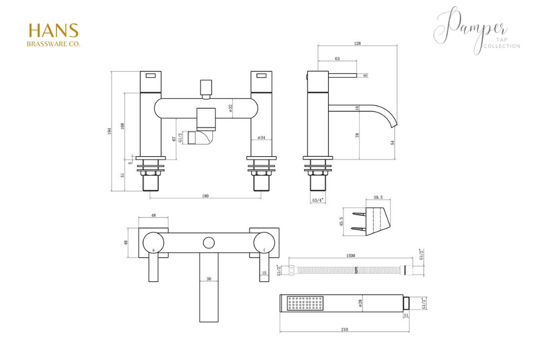 Hans Brassware Co. - Pamper - Bath Shower Mixer Bathroom Tap - Chrome