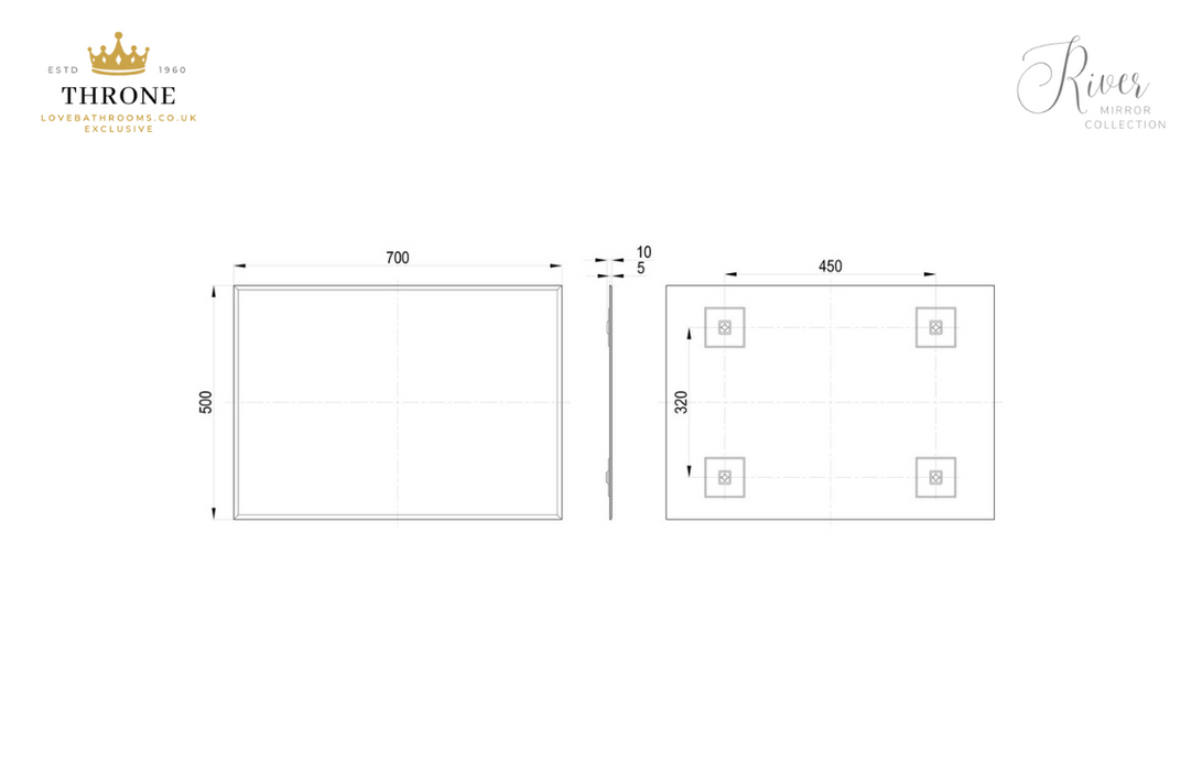 Throne - River - 500x700mm - Rectangle Bathroom Mirror