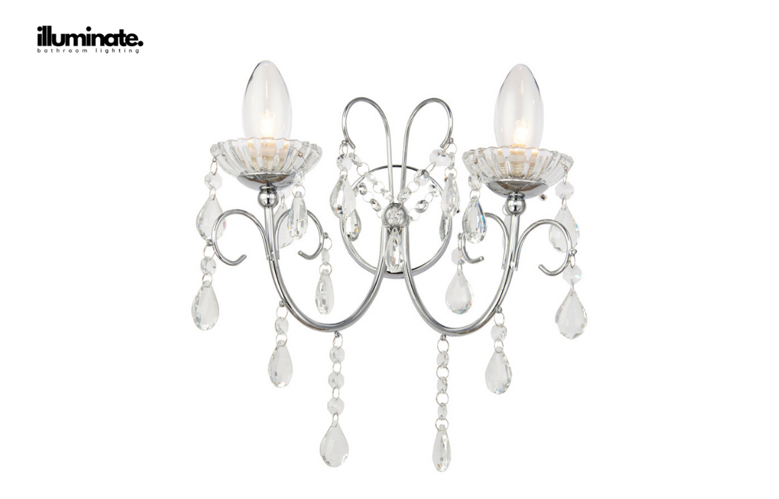 Illuminate - Rubric - 2 Arm Chandelier Wall Light - Chrome