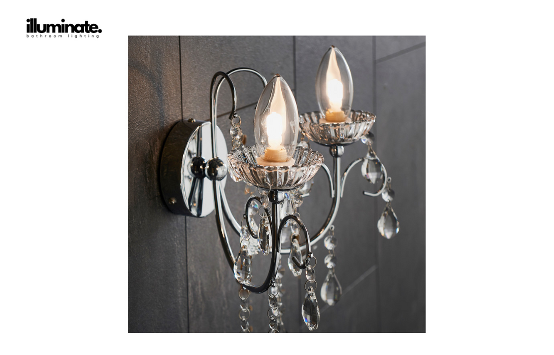 Illuminate - Rubric - 2 Arm Chandelier Wall Light - Chrome